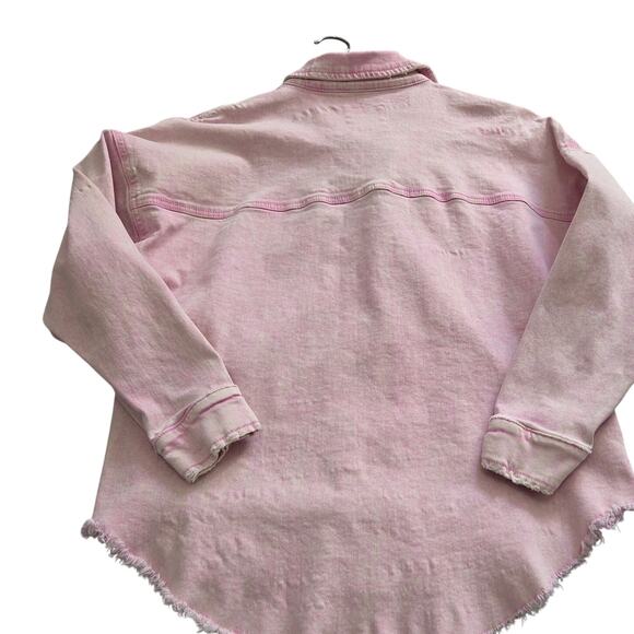 Celebrity Pink Woman's Faded Pink Button Up Jean Shacket Size Small - Picture 7 of 7